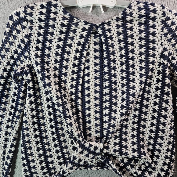 Zara Top Women‎ Medium Cut Out Back Knit Long Sleeve Black White - Picture 6 of 11